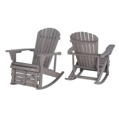 Turk Solid Wood Rocking Adirondack Chair Longshore Tides Color: Dark Gray KPY2_S7CXD51