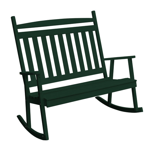 AL Furniture Co. Yellow Pine Double Classic Porch Rocker - Lead Time to Ship 2 WEEKS, Al Dark Green QKL4_B8MBD17