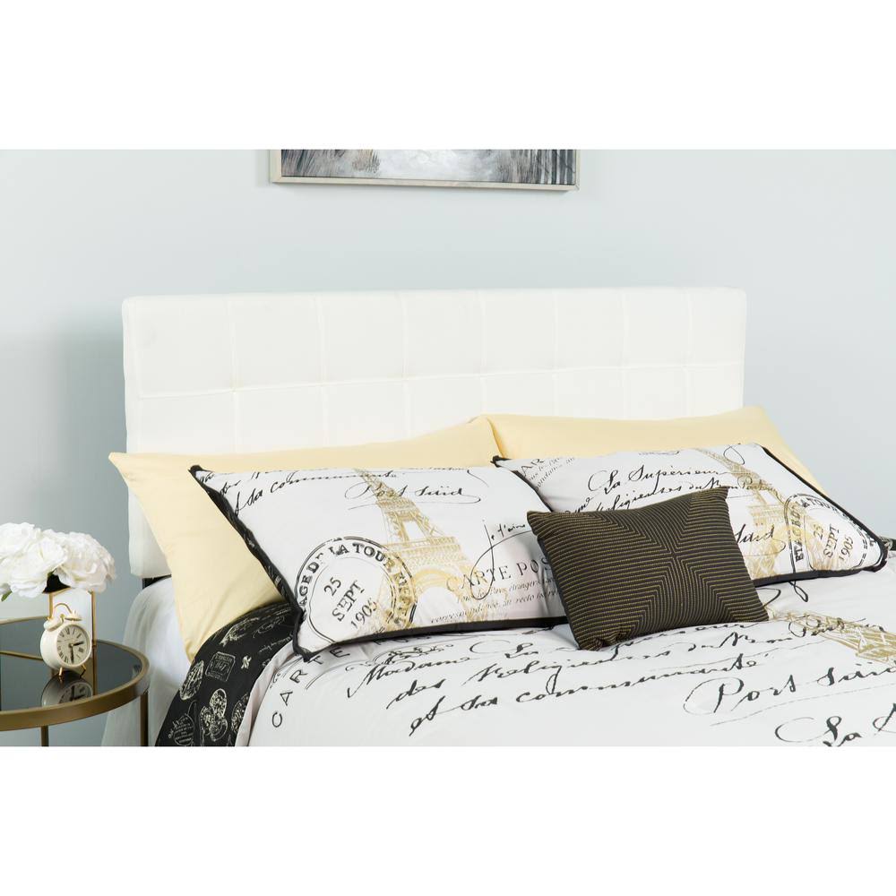 Alamont Quilted Tufted Upholstered King Size Headboard in White Fabric QOI7_R6XVA32