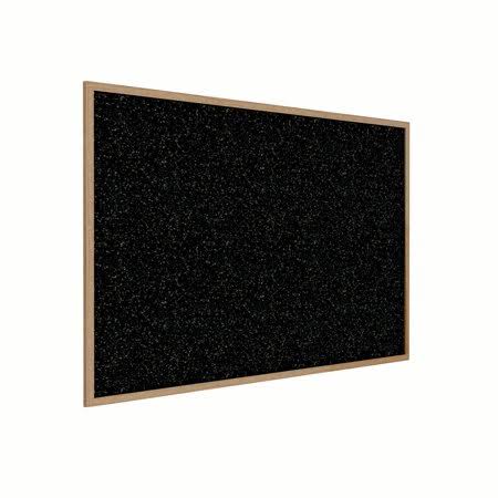 48.5 in x 144.5 in Wood Frame, Oak Finish Recycled Rubber Bulletin Board - Tan Speckled, Size: 48.63H x 144.63W x 0.75D, Beige AGV0_H7ZZA66