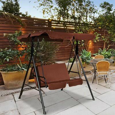 2 Person Weather Resistant Canopy Swing for Porch Garden Backyard Lawn Arlmont  Co. Cushion Color: Coffee VND4_T7VES72