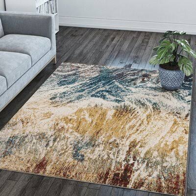 Baldwin Abstract Teal/Brown Area Rug Industrial Lodge Home Rug Size: Rectangle 94x22 x 132x22 SEO7_D1XPJ54