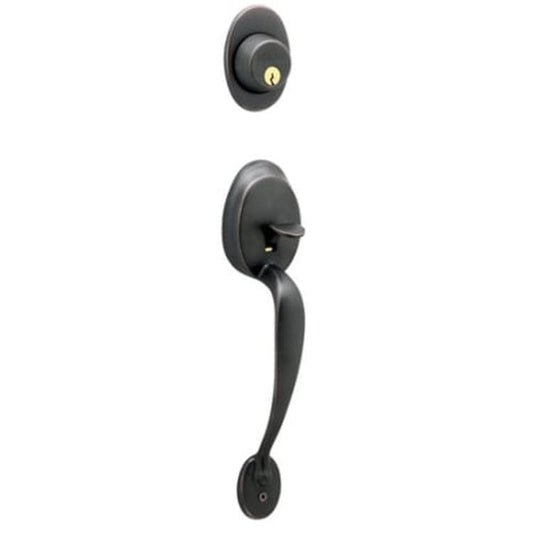 Schlage Plymouth Handleset with Double Cylinder Deadbolt and Siena Knob, Black FMH6_K9VLI50