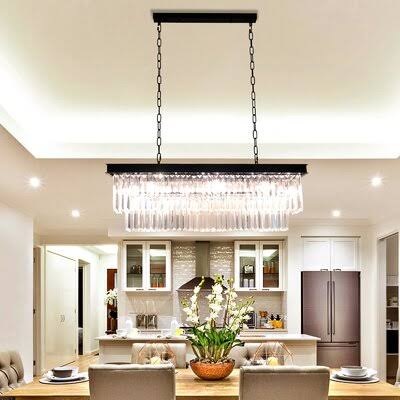 Alleyne 8-Light Rectangular Crystal Chandelier, Black Greyleigh XOO9_T3WDO22