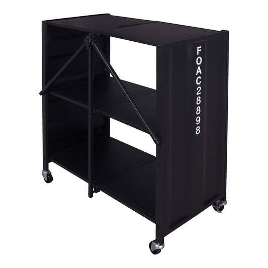 35x22 Conlig Steel Folding Bookcase with Wheels Black - miBasics NRW5_P9MLJ22