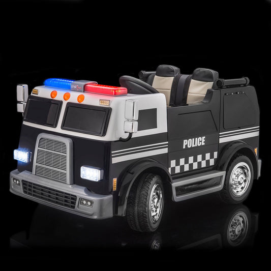 Supertrax Big Rig Rescue Kids Ride on Police Vehicle, Battery Powered, Remote Control w/Free MP3 Player - Black FAF6_Q9ZPD93