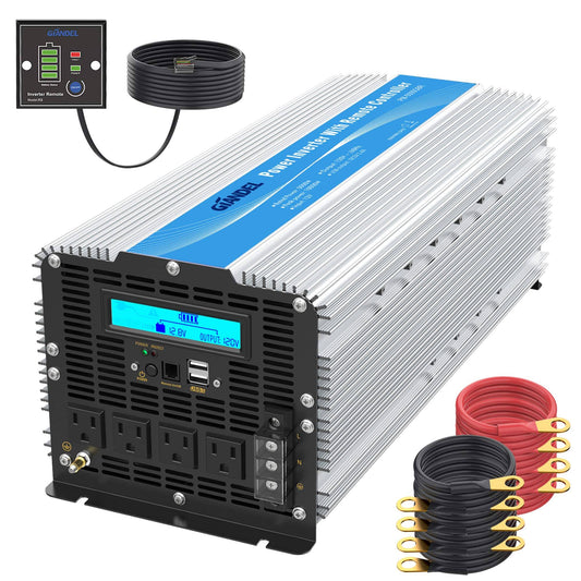 5000Watt Heavy Duty Modified Sine Wave Power Inverter DC 12Volt to AC 120Volt with LCD Display 4 AC Sockets Dual USB Ports  XKE1_K5WGO80