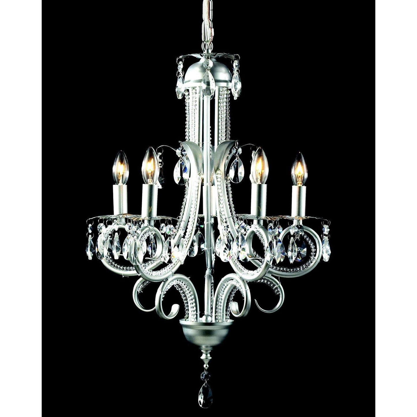 Avery Home Lighting Parisian Silver 5-Light Crystal Chandelier Parisian Crystal 5 Light Chandelier Chrome EMM7_Z5AFZ03