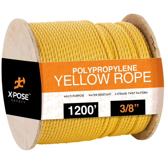 3/8 in. x 1200 ft. Yellow Twisted Poly Rope RTL4_G2WNC30