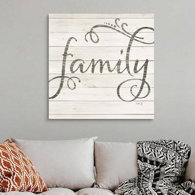 Simple Words Family by Marla Rae - Textual Art Print on Canvas Gracie Oaks Format: Wrapped Canvas, Size: 36x22 H x 36x22 W x 1.2 RAP6_P0TMX48