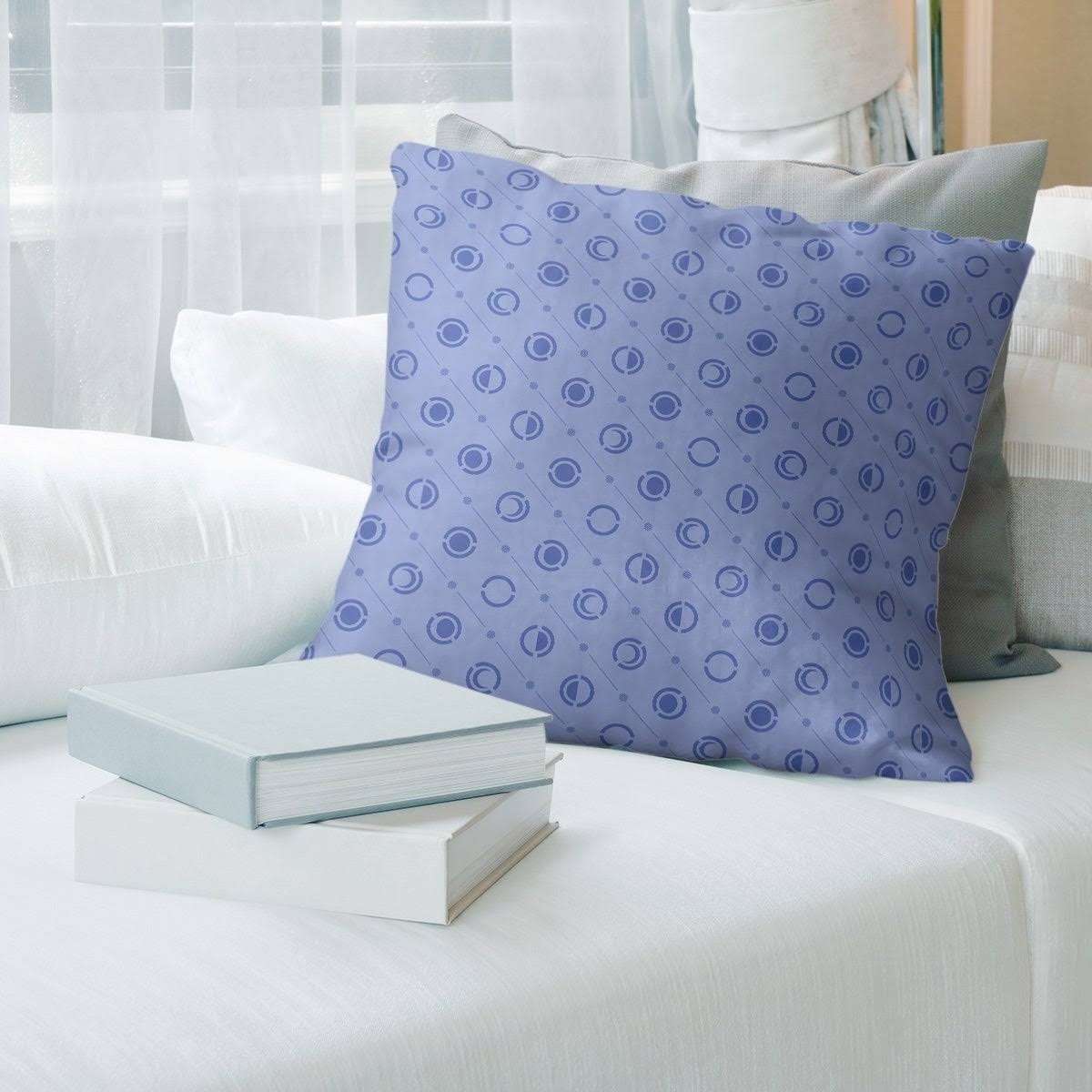 The Curated Nomad Saginaw Pastel Moon Phases Pattern Throw Pillow - 18 x 18 - Blue - Cotton ATF4_V7QVP62