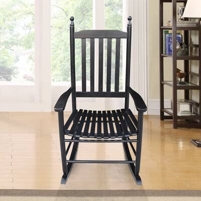 Wooden Porch Rocker Chair August Grove Color: Black RZU6_F4KWK85