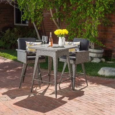 Washington 3 Piece Bistro Set with Cushions Rosecliff Heights IXQ9_J1MSR12