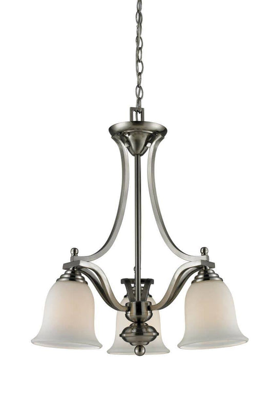 3 Light 20 inch Chandelier in Brushed Nickel with Matte Opal Glass QHU5_L3ISP22