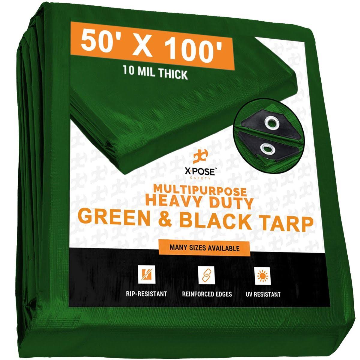 Tarps Wholesaler Heavy Duty Green/Black Poly Tarps 50 x 100 YPQ9_D3HSR43