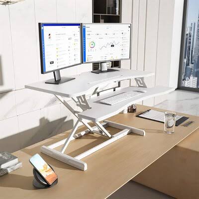 Standing Desk with Height Adjustable ? Standing Desk Converter Stand Up Riser Tabletop Workstation Fits Dual Monitor Inbox Zero  PEX8_L4MFV26