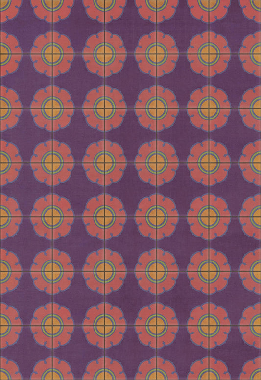 Spicher and Company 3&0x22 x 9&7x22 Purple/Pink/Orange - Tutti Frutti Classic Vintage Vinyl Pattern 78 Runner YUY0_U4WBS16