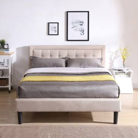 Wrought Studio Pinheiro Upholstered Platform Bed, Size: Queen, Beige EYW3_Q4IGJ74