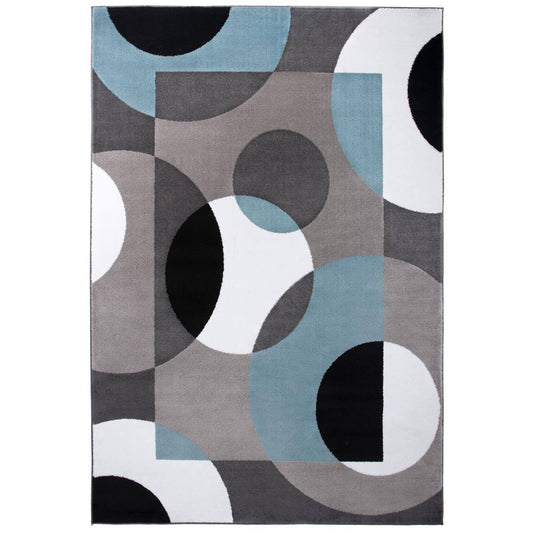 World Rug Gallery Contemporary Circles Blue 7 ft. 10 in. x 10 ft. 2 in. Indoor Area Rug, Blue/Gray LFD4_U0SIF80