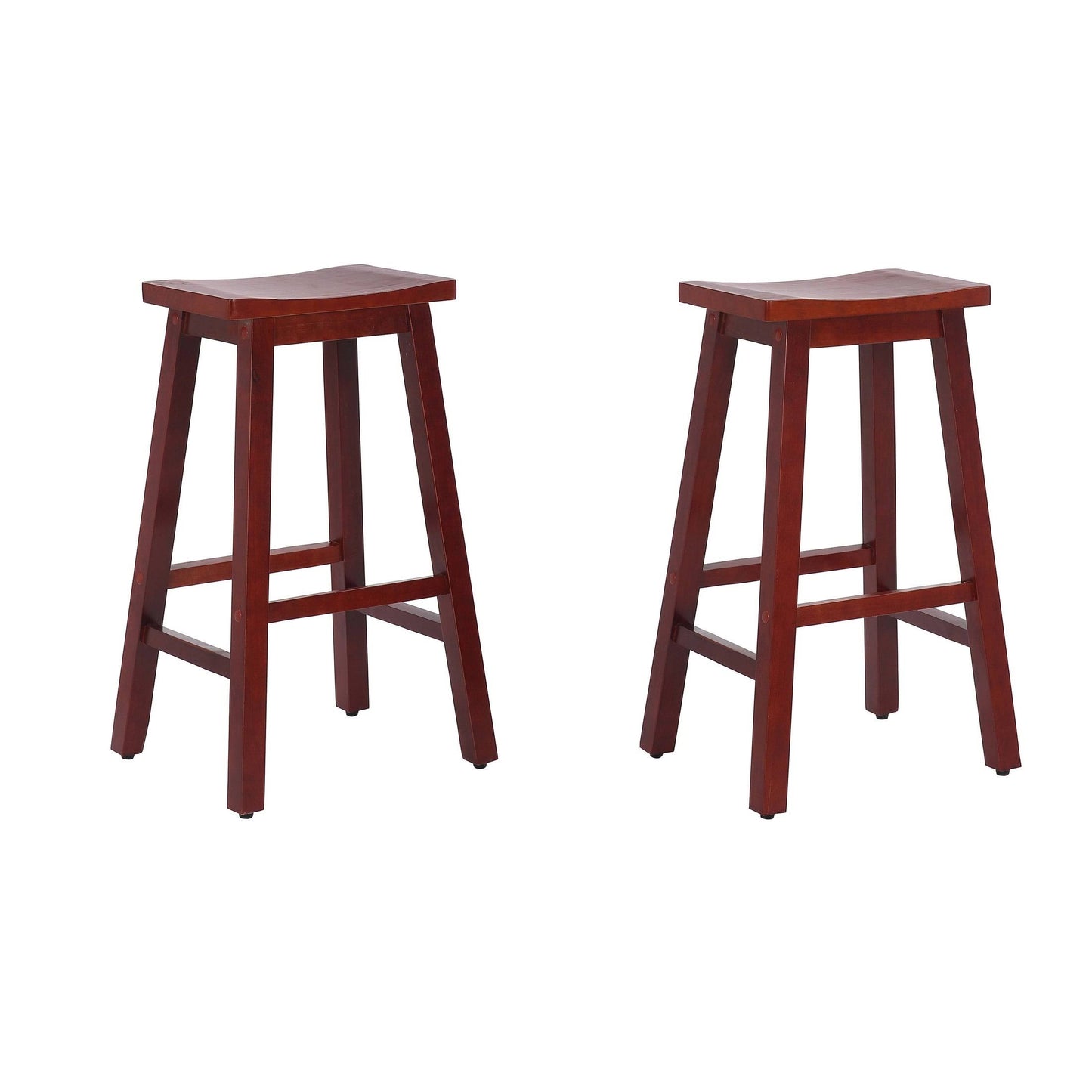 29x22 Solid Wood Saddle Counter Stool, Set of 2 - Medium Red BTB9_B8AYU67