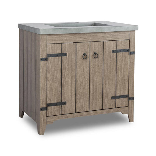 2 Door Vanity Sink with Cement Top, Brown IBV002CM NWO8_W9ZKL10