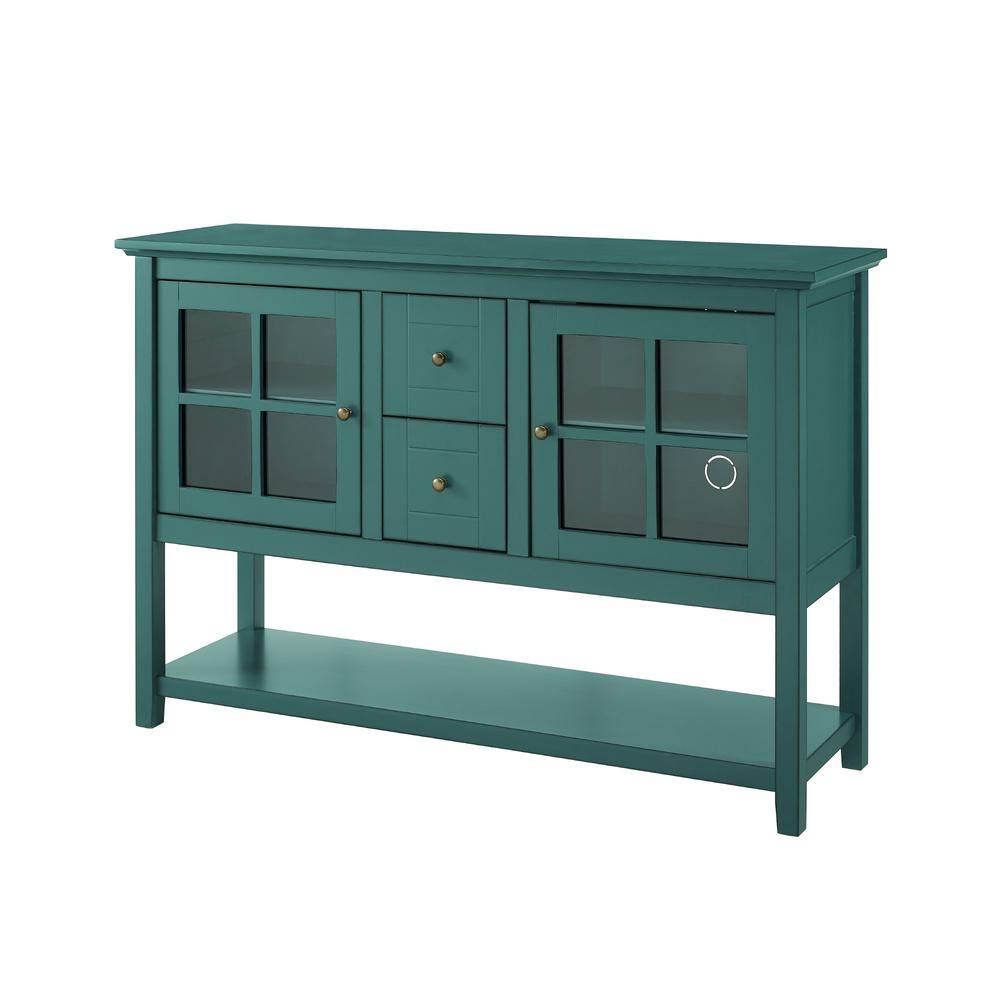 Walker Edison Furniture Company 52 in. Transitional Wood and Glass Buffet - Dark Teal, Antique Dark Teal CXQ0_S6WWX06