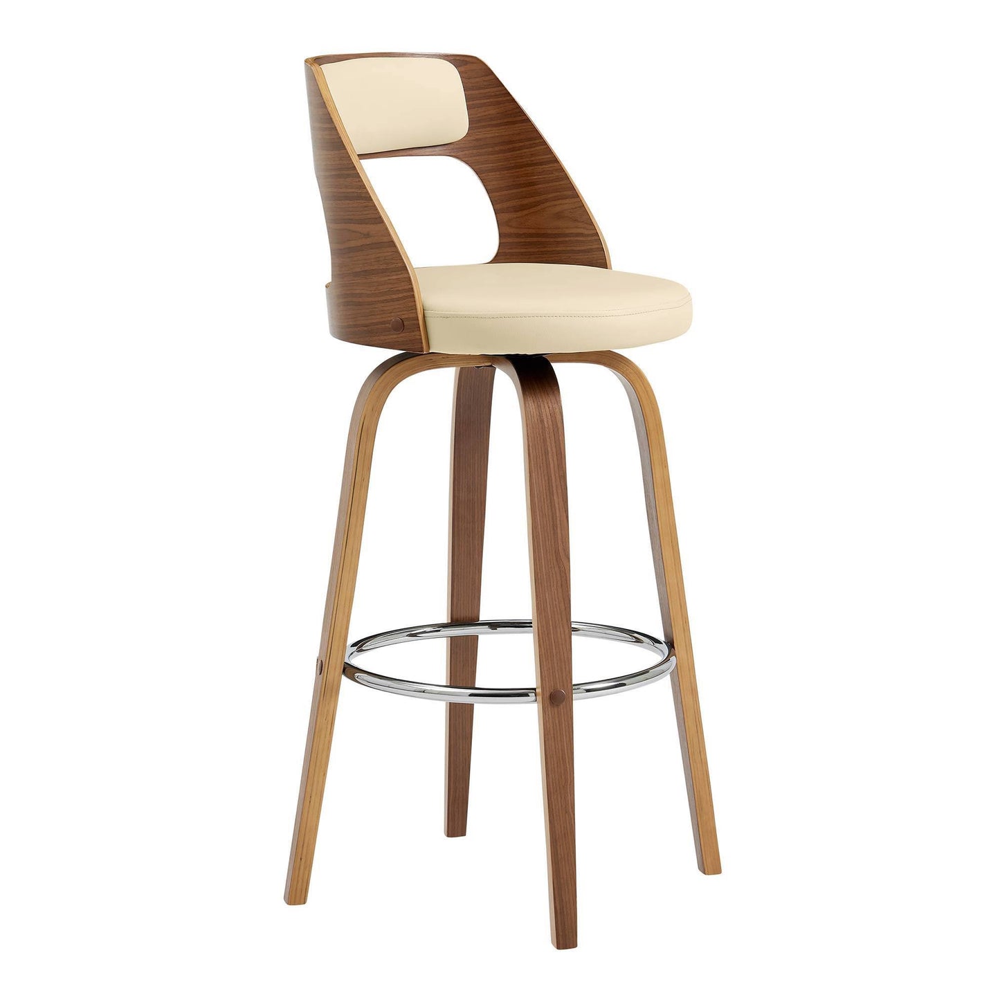 26x22 Axel Swivel Counter Height Barstool with Cream Faux Leather Walnut Finish Frame - Armen Living ZJK6_M7RKP32