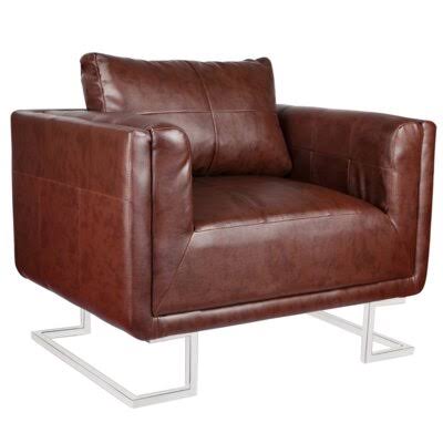 Alouetta 33x22 Wide Armchair 17 Stories Fabric: Brown Faux Leather CKS3_N7MRI50