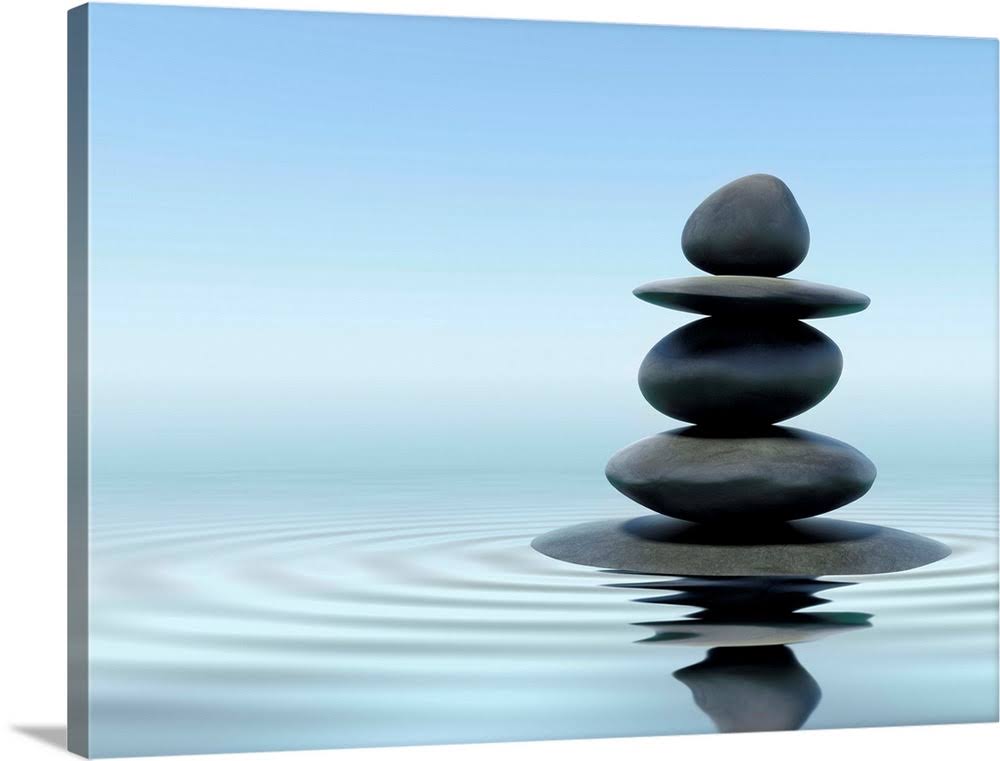 Zen stones in water | Large Solid-Faced Canvas Wall Art Print | Great Big Canvas ZOZ5_Q0REA68