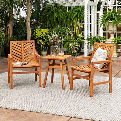 W. Trends 3-Pc. Patio Acacia Chat Set - Brown DRU3_X1UUF96