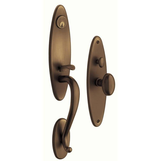 Baldwin 6573.ENTR Springfield Single Cylinder Mortise Handleset Trim Set Satin Brass and Black IPG4_V3OLS05