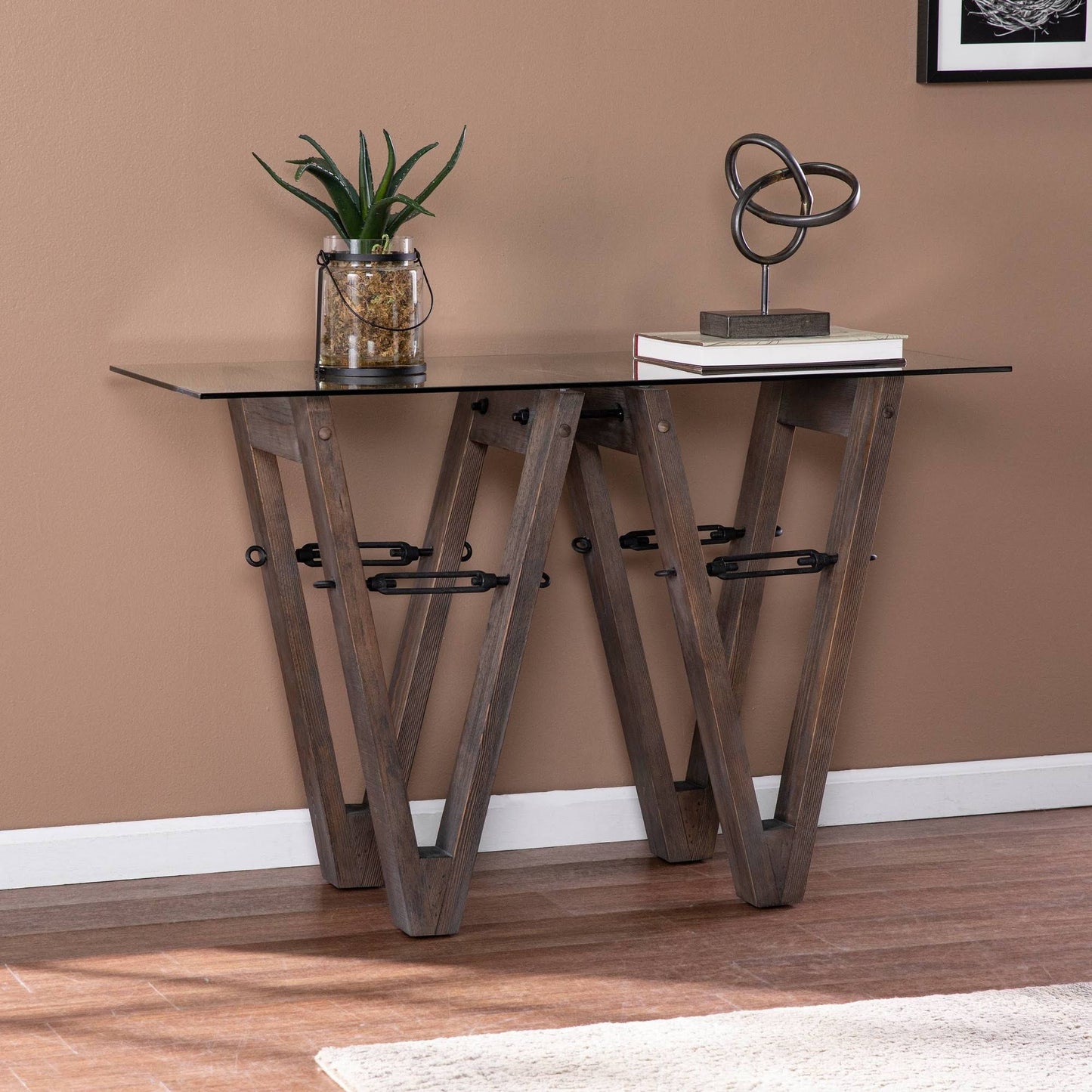 Vicar Reclaimed Wood Console Table Brown/Black - Aiden Lane VCI7_A8WWW25