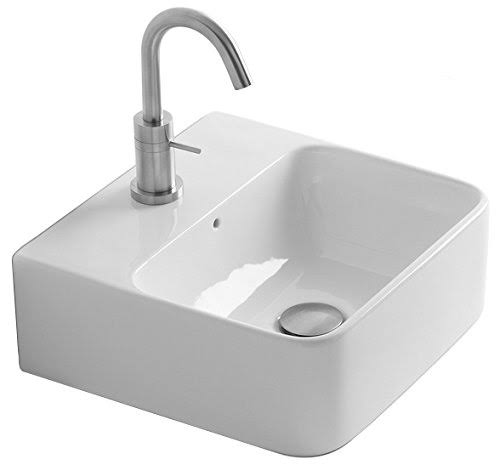 WS Bath Collections Net 45 - WS08801F Ceramic Wall Mounted/Vessel Bathroom Sink with Single Faucet Hole and Overflow, 17.7 IRA8_P2VXW87