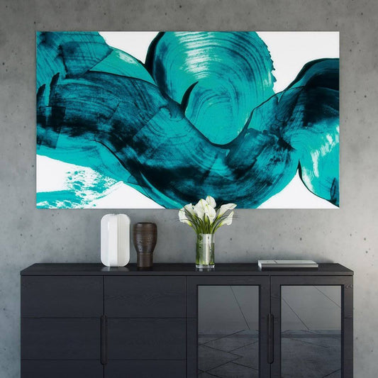 Zuri Cerulean Blur Modern Hand Painted Canvas Abstract Art - 72x22 x 48x22 JZJ3_C4OYY90