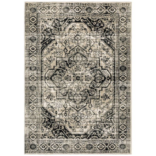 6&7x22x9&2x22 Gabriella Distressed Vintage Traditions Rug Gray/Black - Captiv8e Designs DUA3_F9ETQ83