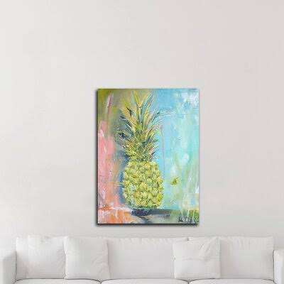 &Chartreuse Pineapple& by Kym De Los Reyes - Wrapped Canvas Painting Print Bayou Breeze Size: 32x22 H x 24x22 W x 1.5x22 D PYN1_F0ESF84